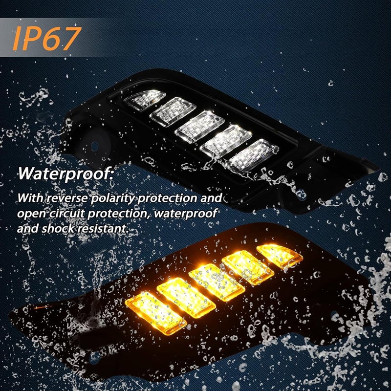 GEEGEETOP FulL LED DRL Lens Front Headlight Side Marker Bumper Light Assembly Compatible with 2012-2015 Tacoma,Switchback White&Amber Functions as Tail Light Turn Signal Light - Image 4